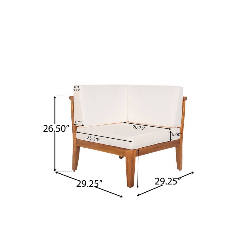 Aston Outdoor Acacia Wood Chat Set with Cushions by Christopher Knight Home