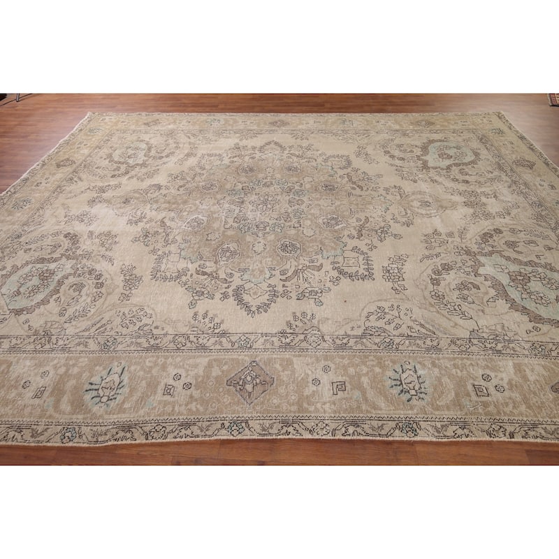 Tabriz Persian Antique Area Rug Handmade Wool Carpet - 9'5" x 12'2"