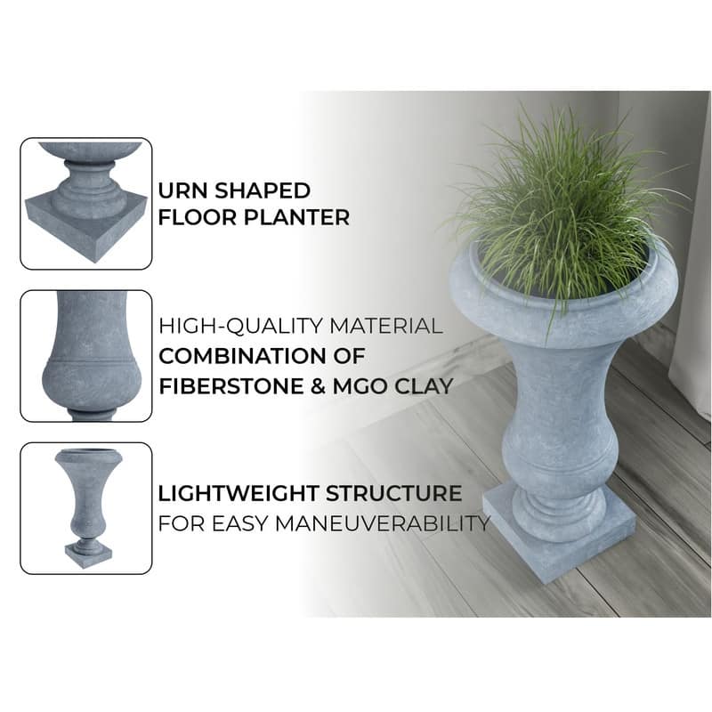 Daisy Modern Stylish Fiberstone and MgO Clay Floor Planter with Drainage Holes for Indoor Outdoor Home Yard Patio Decor