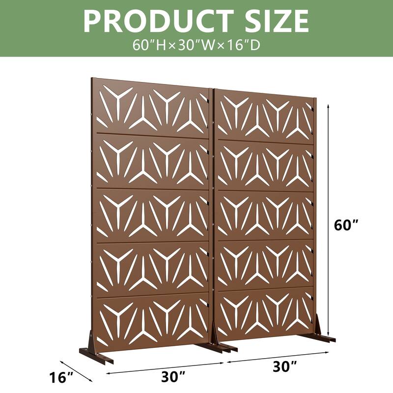 Dovelina Outdoor Freestanding Metal Privacy Screen Decorative Garden Fence (Set of 2)