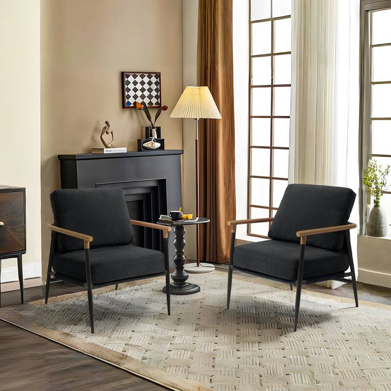 Modern Industrial Metal Frame Upholstered Accent Chair Armchair