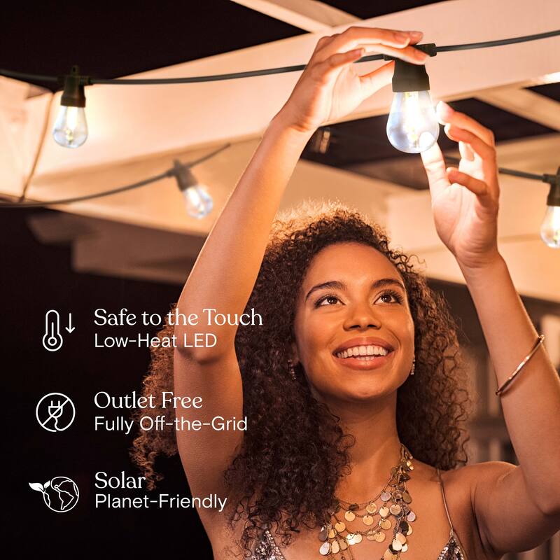 Brightech Ambience Pro 12-Light 27 ft. Outdoor Solar 1W 2700k LED S14 Edison Bulb String-Light