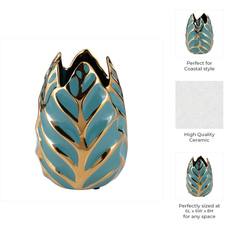 Ceramic Modern Leaf Sculptural Flower Vase