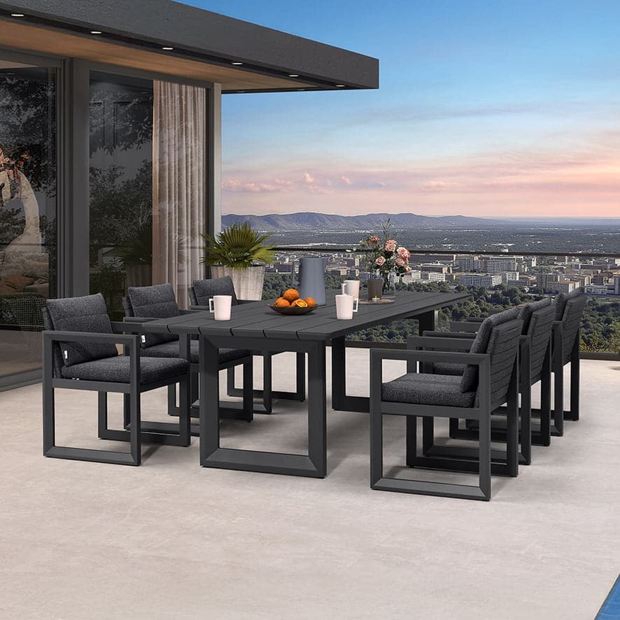 PURPLE LEAF Caesar Outdoor Dining Set Aluminum Luxury Patio Furniture with Olifen Removable Thick Cushion and Pillow-Grey - N/A