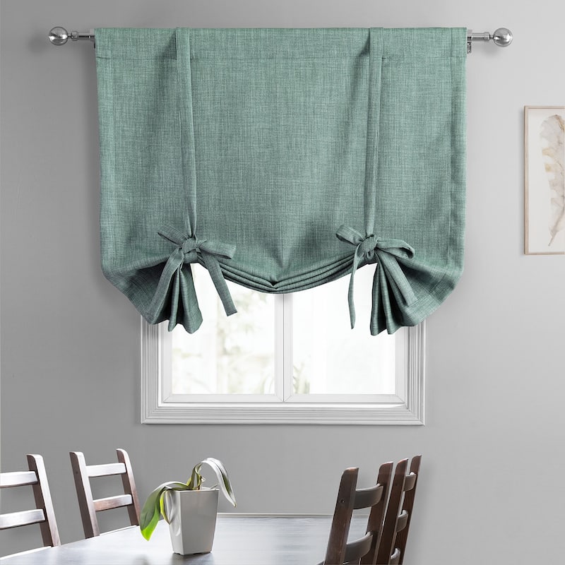 Exclusive Fabrics Faux Linen Room Darkening Tie-Up Window Shade (1 Panel)