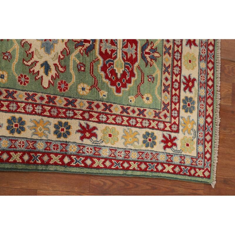 Light Green Kazak Oriental Rug Handmade Traditional Wool Carpet - 2'7" x 3'10"