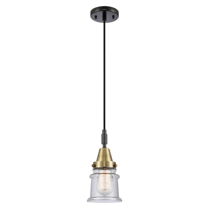 Innovations Lighting Downtown Urban - Caden Canton - 1 Light 5" Cord Hung Mini Pendant - Black Antique Brass/Seedy Shade
