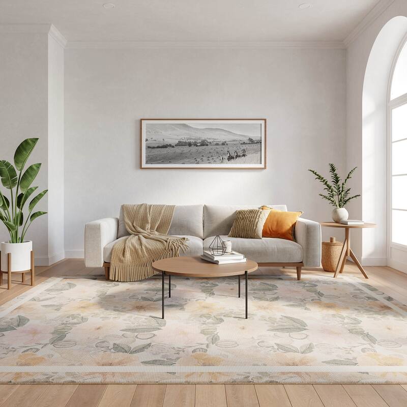 Nourison Botanical Washables Indoor only Floral Area Rug - Beige/Multicolor - 7'6" x 9'10"