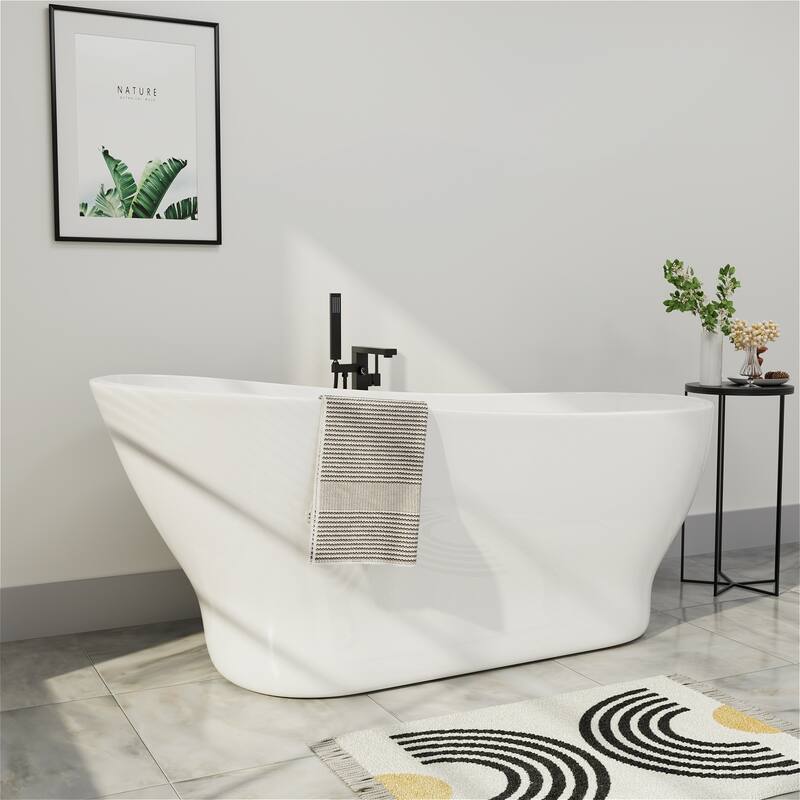 59 in. Acrylic Classic Design Single Slipper Freestanding Bathtub Soaking Tub with cUPC Certificated