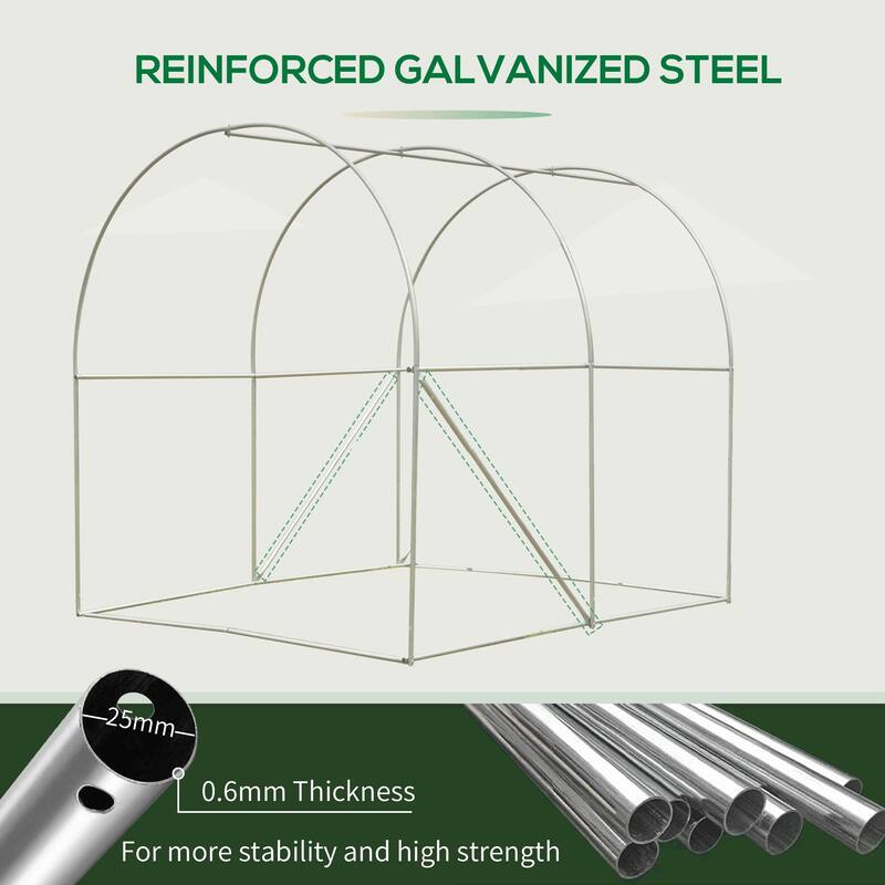 Outsunny 7' x 7' x 7' Tunnel Greenhouse Outdoor Walk-In Hot House with Roll-up Windows and Zippered Door, Green