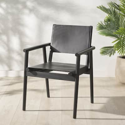 SAFAVIEH Couture Hutson Leather Dining Chair - 23"W x 24"D x 34"H