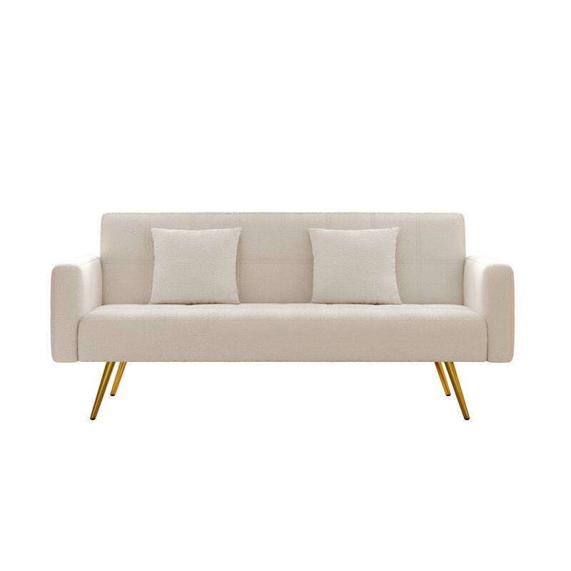 71.26" Teddy Velvet Three-Seater Sofa Bed,Beige