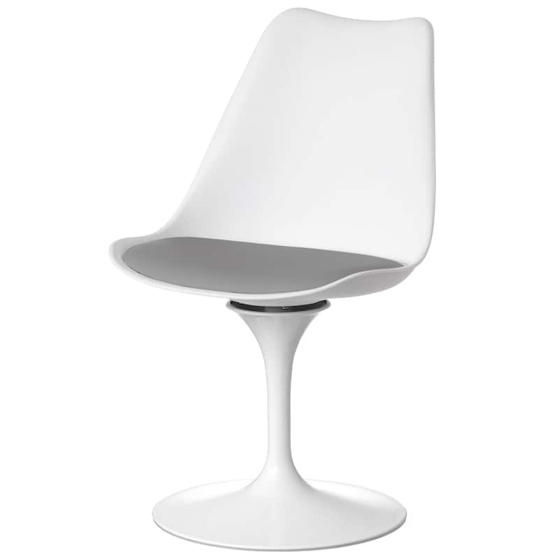 Mid-Century Modern Swivel Tulip Side Chair with Comfortable Cushioned Seat, White Polypropylene Accent Side Chair