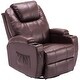 preview thumbnail 8 of 46, MCombo Manual Swivel Glider Rocker Recliner Chair with Massage and Heat, Faux Leather 8031 Dark Brown