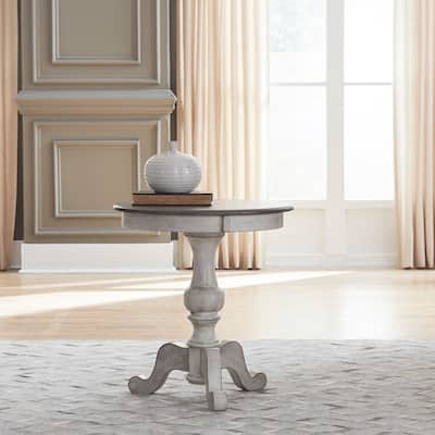 Ocean Isle Antique White & Weathered Pine Round End Table
