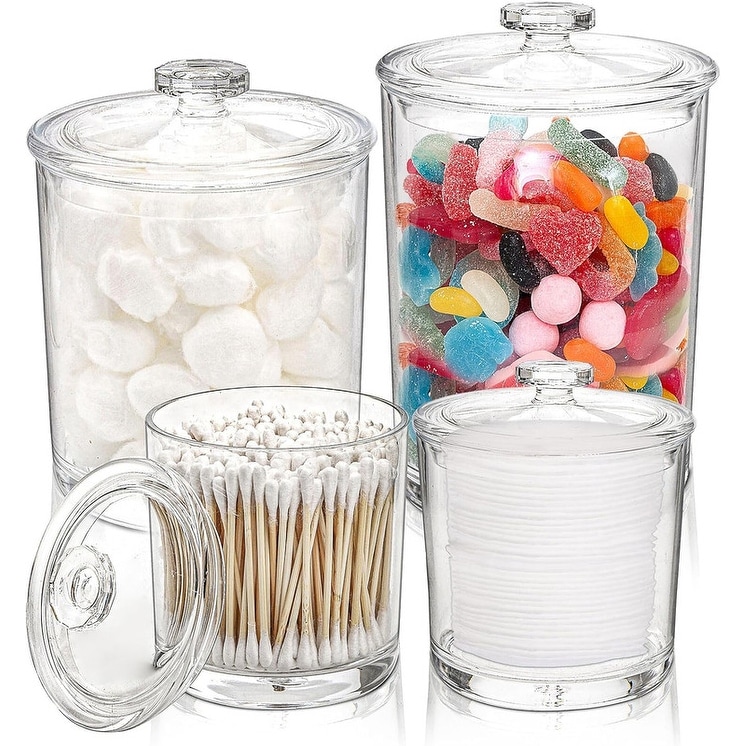 Palais Glassware Clear Glass Apothecary Jars - Set of 3 - Wedding Candy Buffet Containers