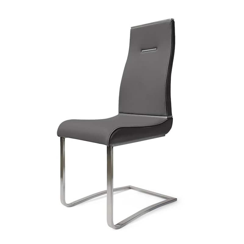 Chrome/Gray Faux Leather Upholstered Metal Frame Dining Chair, Set of 2, Sturdy Dining Chair for Dining Rooms - 19