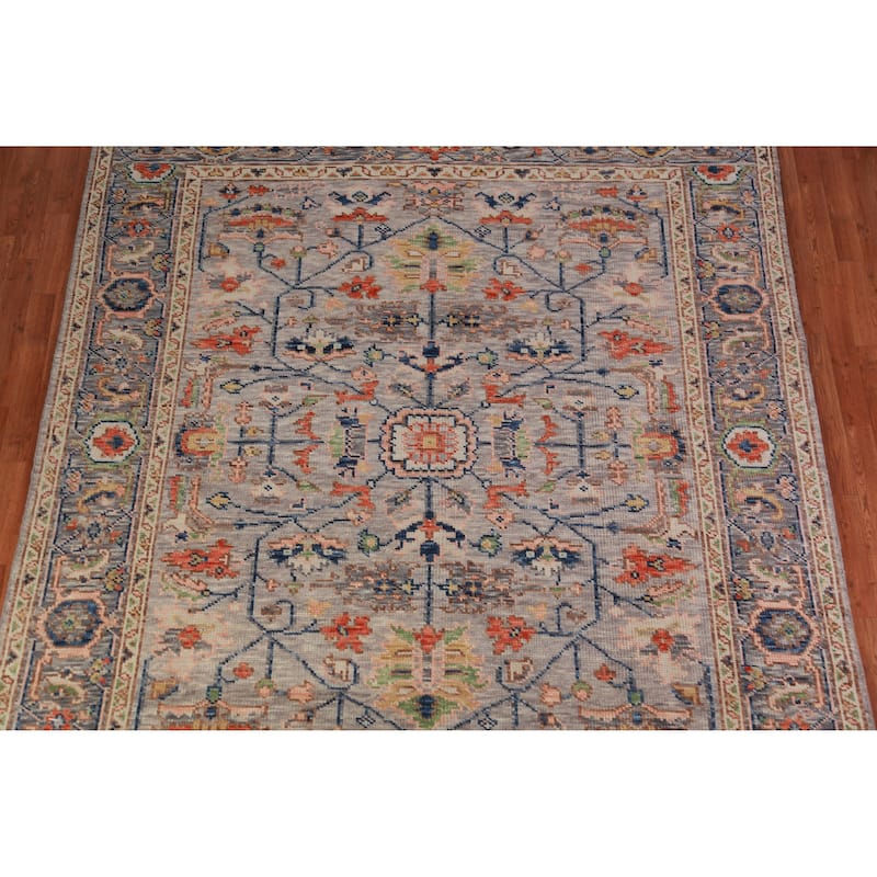Gray Oushak Oriental Area Rug Hand-Knotted Wool Carpet - 8'0" x 10'2"