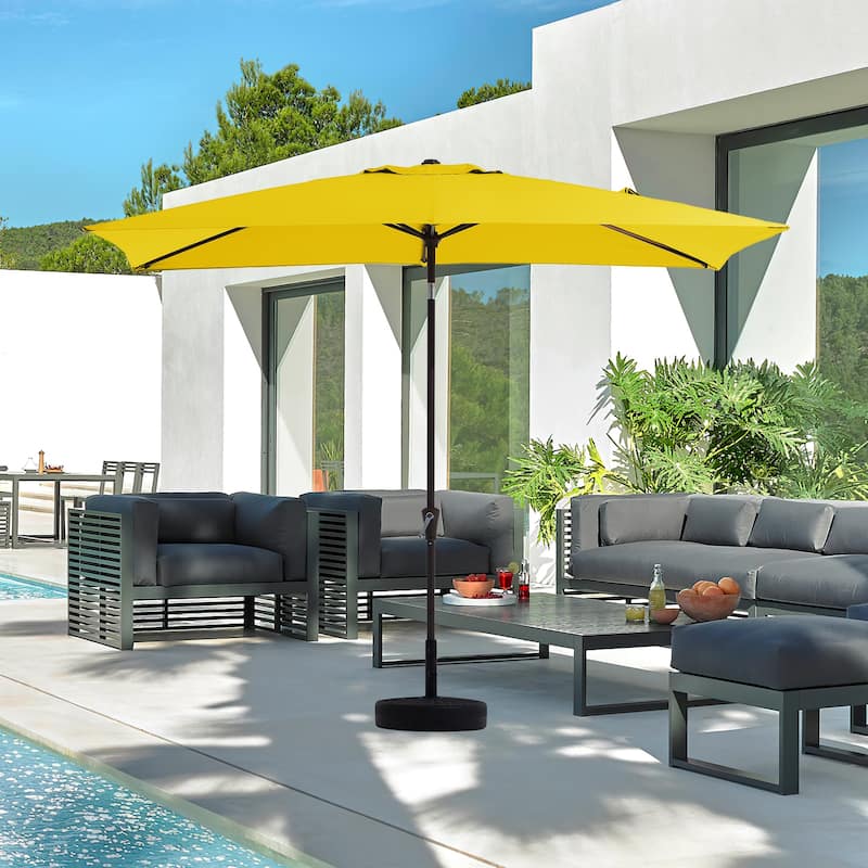 6.5*10ft Rectangular Patio Market Umbrella with Crank & Tilt, UV & Water-Resistant Canopy