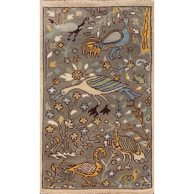 Animals Design Ziegler Indian Foyer Rug Handmade Wool Carpet - 2'11"x 5'1"