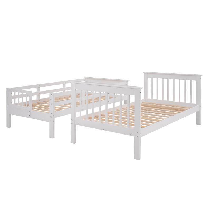Twin-Over-Twin Bunk Bed with Stairs and Three Drawers, White - Space-Saving Bedroom Solution