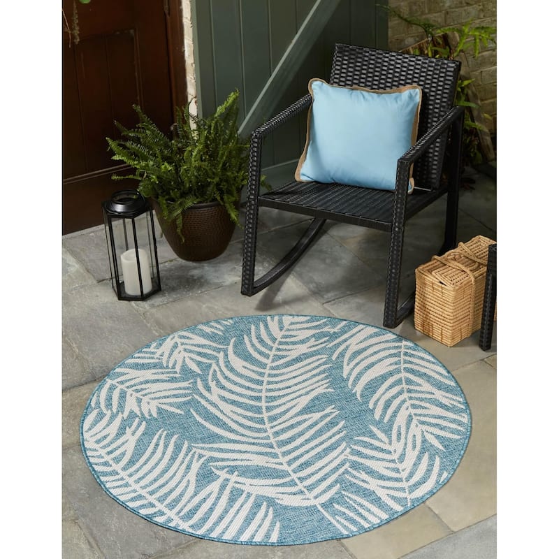 Outdoor Turgh Collection Area Rug - Light Aqua - 13' Round