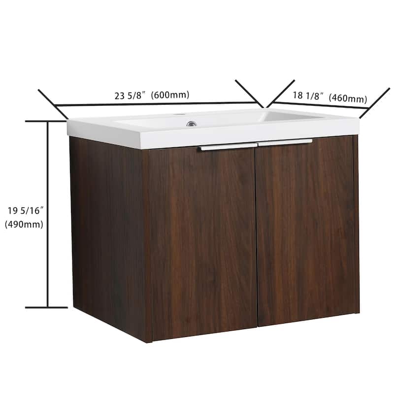 Bathroom Vanity With Sink In 24/30/36 Inch, Floating Bathroom Vanity With Soft Close Door