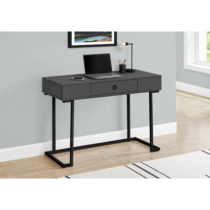 Contemporary 42" Computer Desk with Storage Drawer and Black Metal Ring Pull, Modern Design with Glamorous Appeal