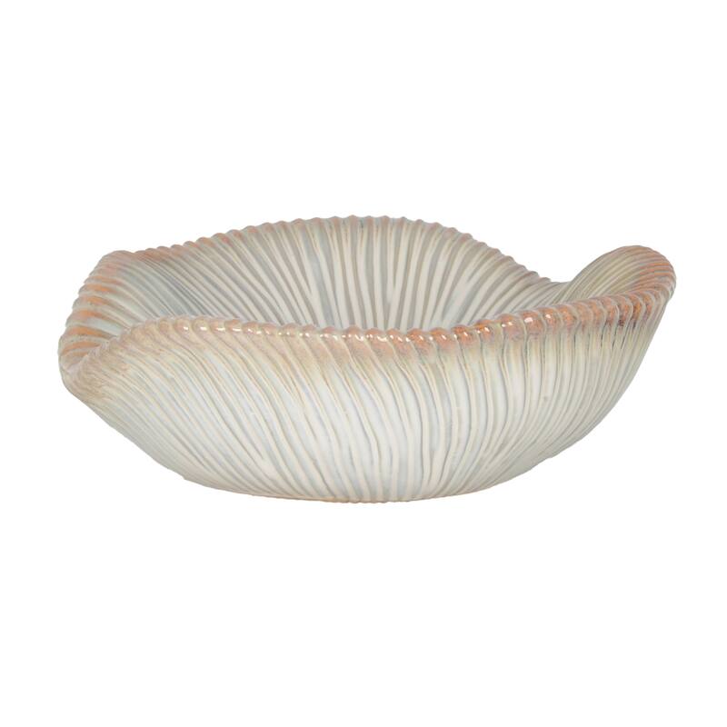 Ceramic Bowl Chiseled Textured Design Decorative Home Accent