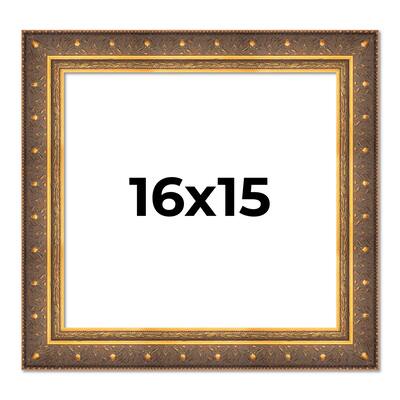 16x15 Frame Vintage Gold Solid Wood Picture Frame | 2.5 Inch Moulding