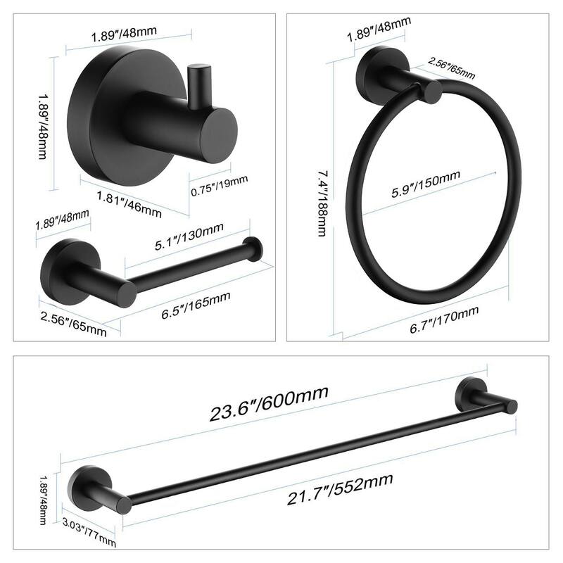 ANZZI 4-Piece Matte Black Bathroom Accessories Set