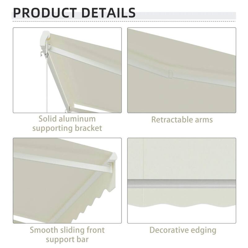 10'x8' Electric Retractable Awning,Remote Controller and Manual Crank