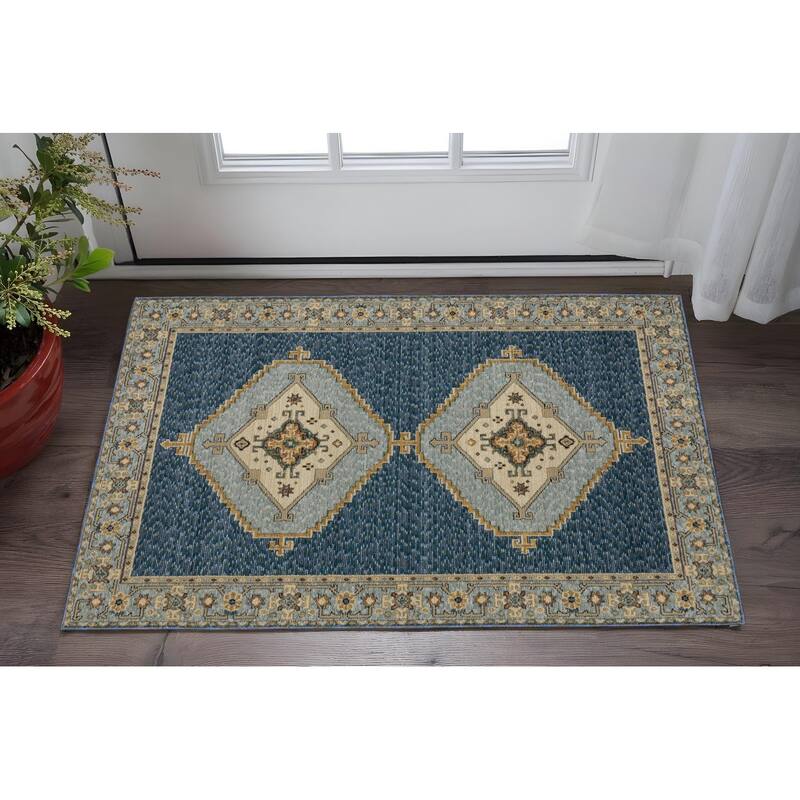HomeRootsMedallion Bohemian Rectangle Area Rug - 66.93' X '46.06' X '0.55
