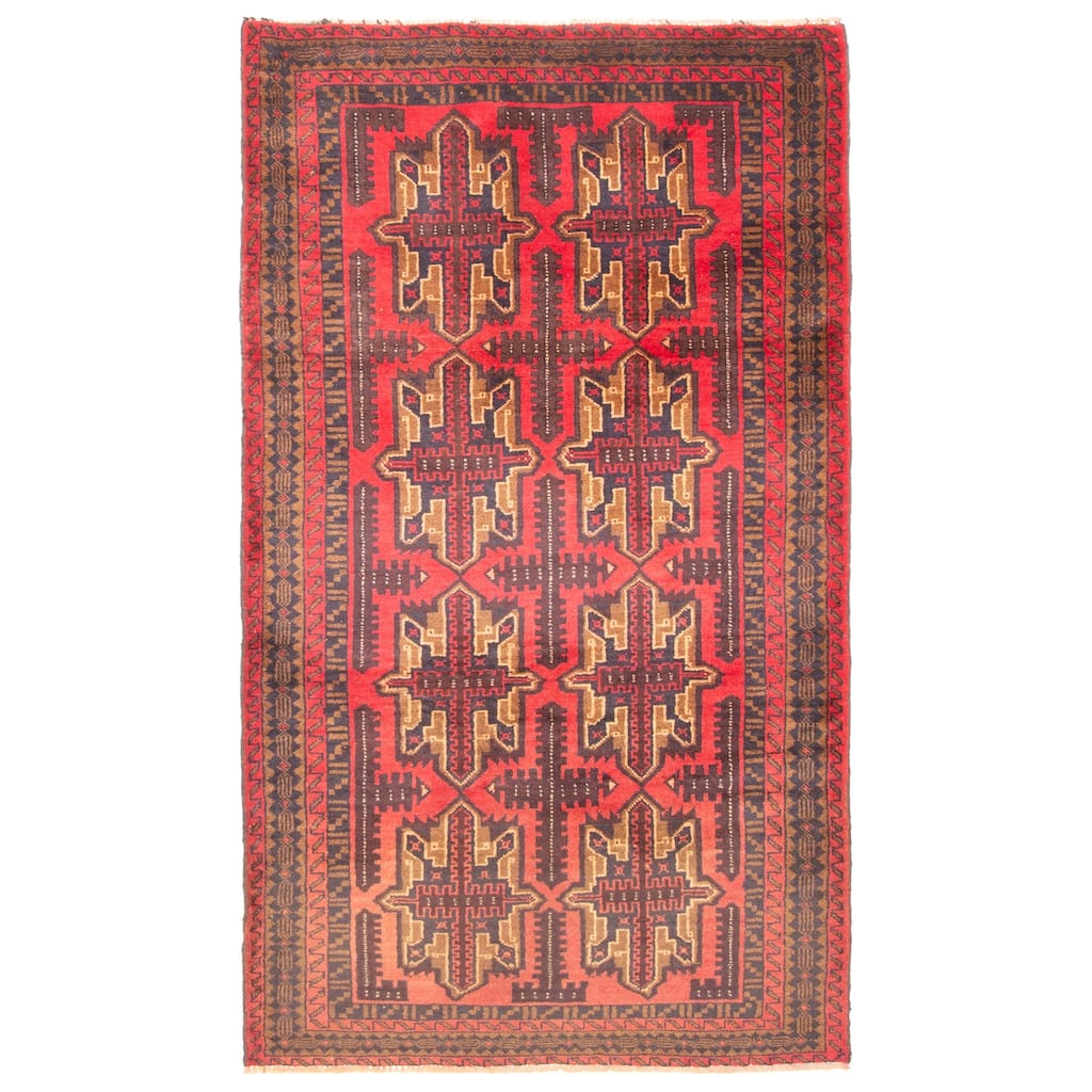 ECARPETGALLERY Hand-knotted Teimani Red Wool Rug - 3'9 x 6'6