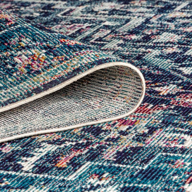 JONATHAN Y Zafra Vintage Medallion Rug Peacock Blue/Navy Area Rug