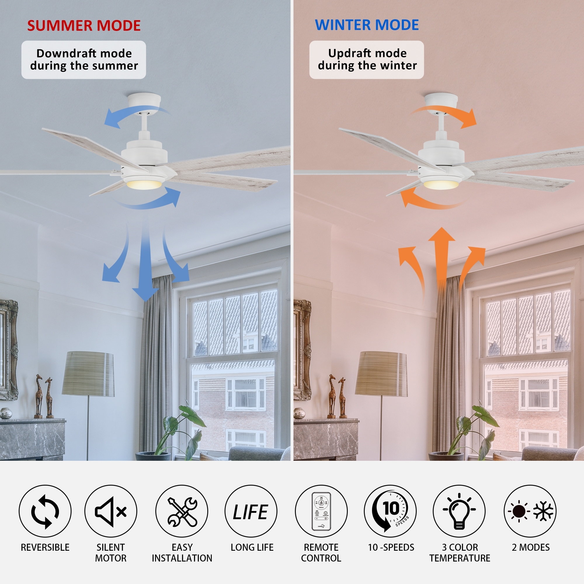 CARRO Livingston 60-inch Indoor Ceiling Fan with LED Light and