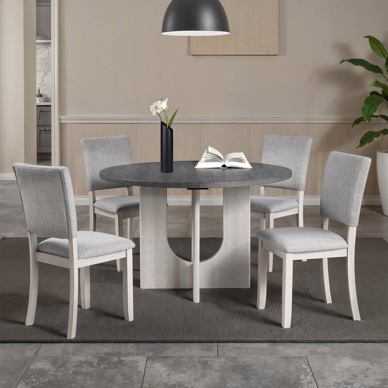 Transitional Gray Finish Upholstered Side Chairs 4pc Set