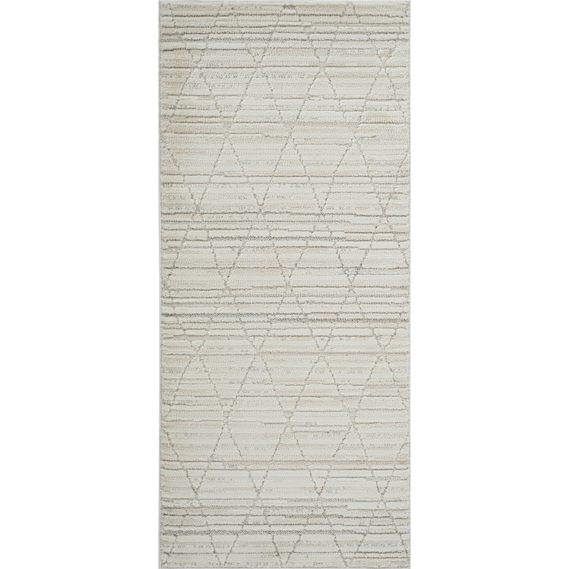 Bineb Distressed Geometric Modern Stain Resistant Woven Area Rug By HomeRoots - 2' X 5'