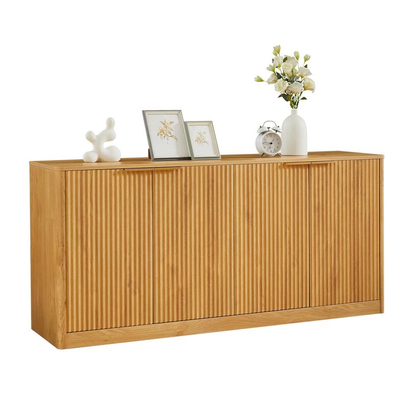 59-inch Modern Wavy Sideboard, Curved Contour Design Storage Cabinet, 4-door Cabinet With Storage Function For kitchen bedroom