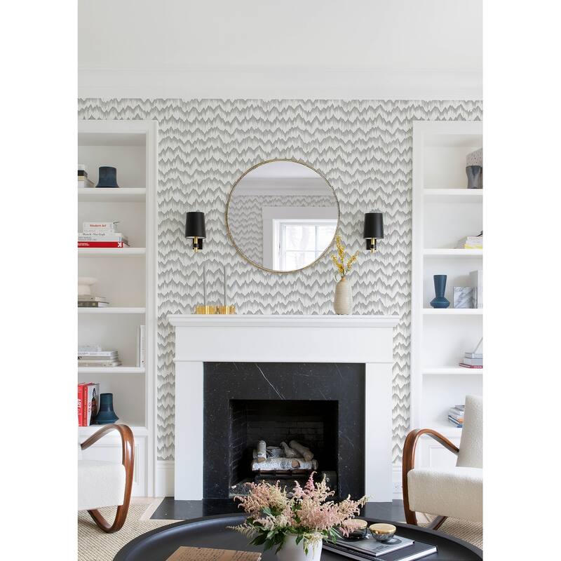 A-Street Prints Holmby Grey Brushstroke Zigzag Wallpaper