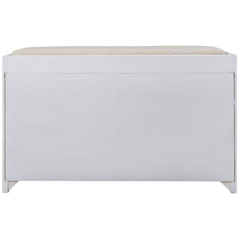 Storage Bench with Removable Basket and 2 Drawers, Removable Cushion