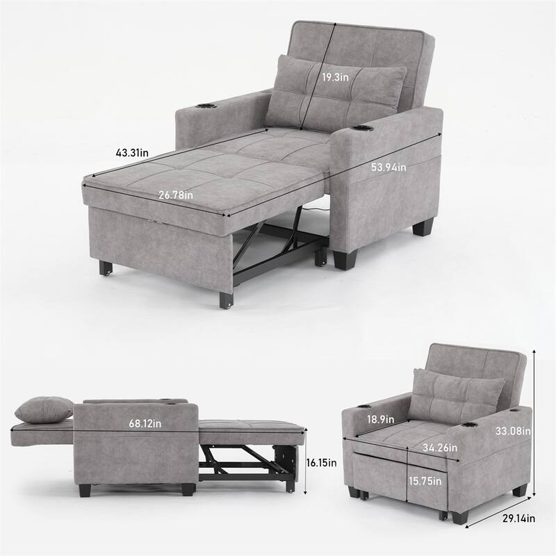 Chair Bed Convertible Chair 3-in-1 Pull Out Sleeper Chair Beds