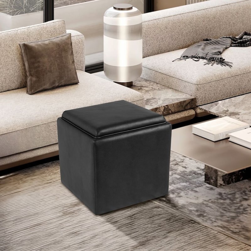HomePop Storage Ottoman with Tray Top