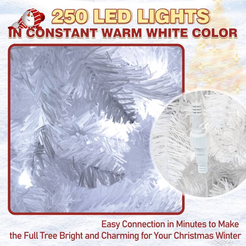 VEIKOUS 6.5FT/7.5FT Pre-Lit LED Artificial Christmas Tree Pencil