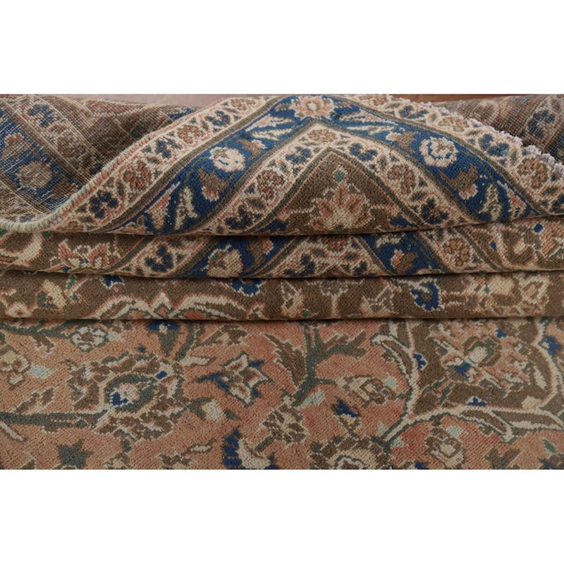 Traditional Kashan Vintage Persian Area Rug Handmade Wool Carpet - 9'9" x 12'9"