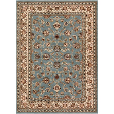 Well Woven Oriental Detailed Palace Green Area Rug - 5'3" x 7'3"
