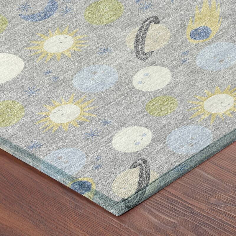 Machine Washable Indoor/ Outdoor Planets Comets Chantille Rug