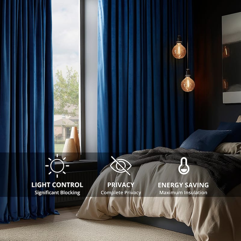 Exclusive Fabrics Signature Velvet Thermal Lined With 100% 4 Pass Blackout Curtains. (1 Panel)