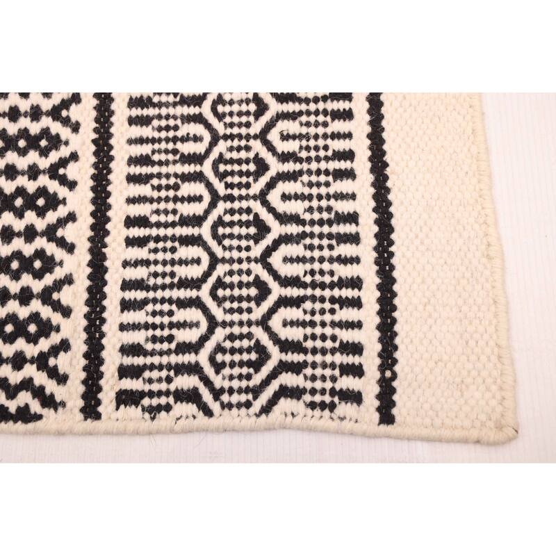 ECARPETGALLERY Flat-Weave Marrakech Cream Wool Kilim - 5'1 x 7'4