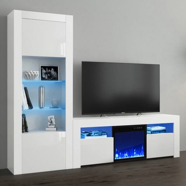 Shop Milano Set 145ef Bk Electric Fireplace Modern Wall Unit
